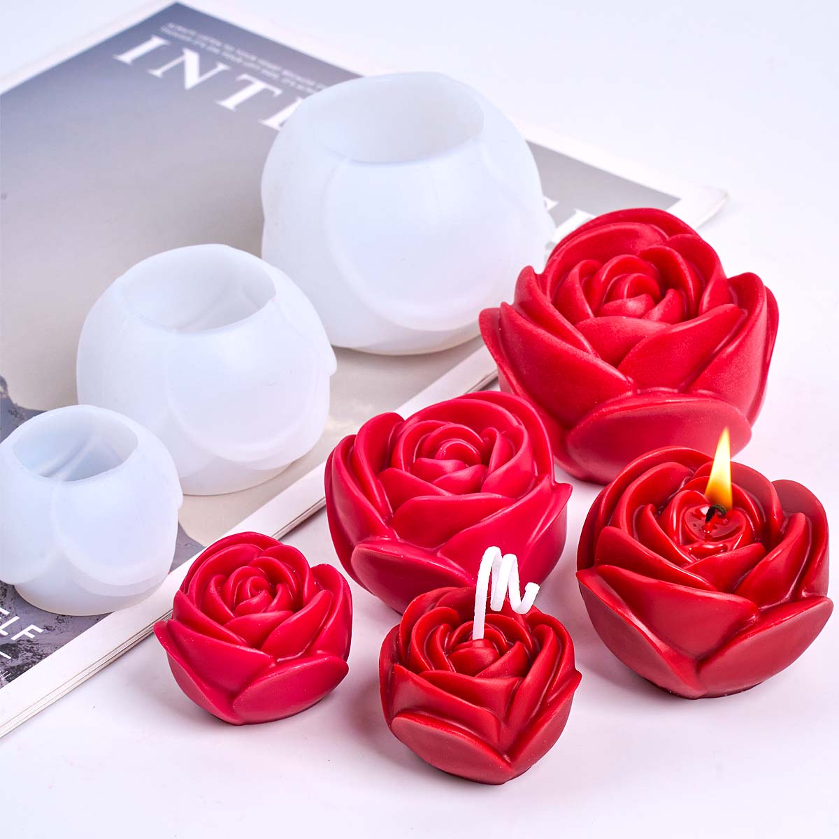 Home Fragrance Rose - ثلاثية الأبعاد شكل زهرة سيليكون قالب