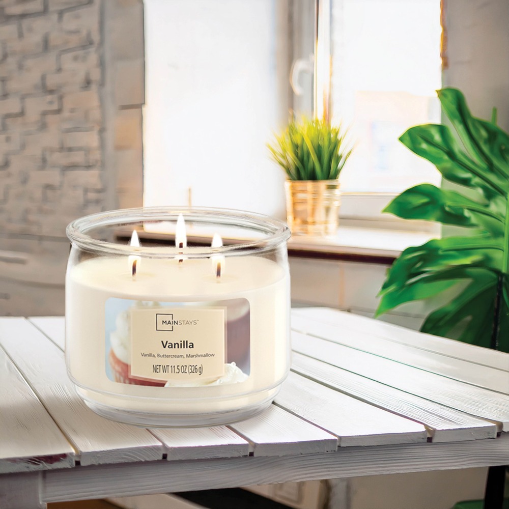 Home Fragrance Vanilla Scented Candle - شمعة معطرة بالفانيليا في وعاء زجاجي،