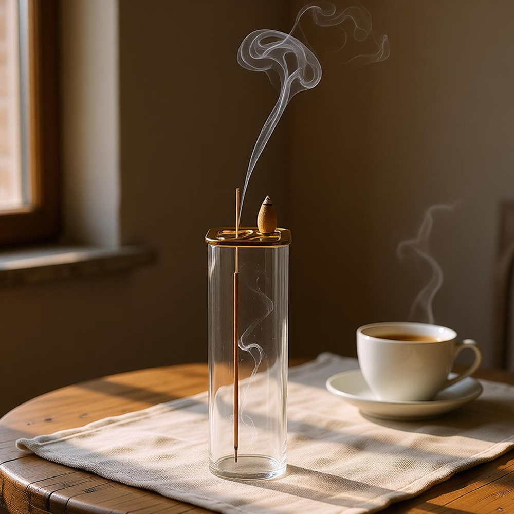 مبخرة معدنية زجاجية مزدوجة للع - مراجعة Home Fragrance Incense Sticks وسعره